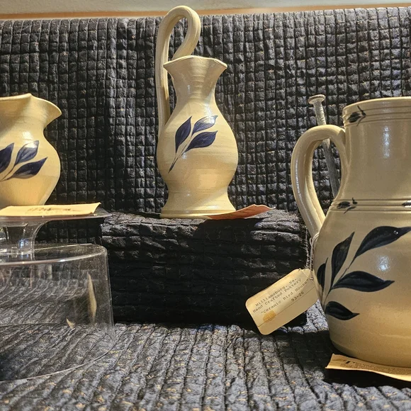 Hand Crafted Cobalt Salt Glaze Pitchers (Selling As Set) - Picture 2 of 10